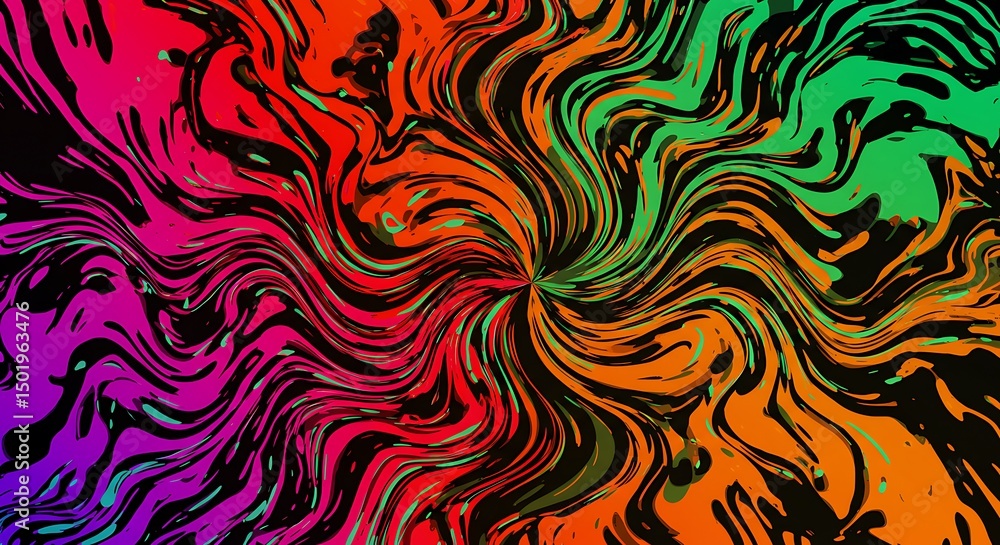 Fototapeta premium Abstract Swirling Psychedelic Rainbow Color Marble Texture Background