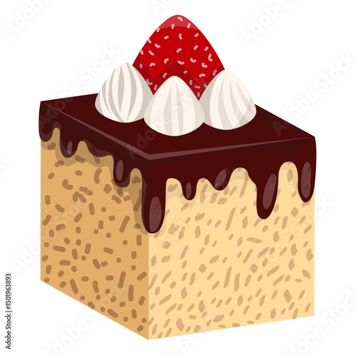 Chocolate cake slice with strawberry