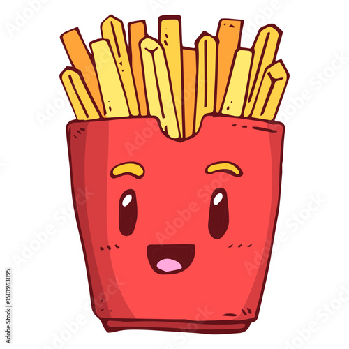 Fries box character cartoon