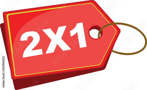 vector illustration label with text 2X1, in terms offer and promotion concept