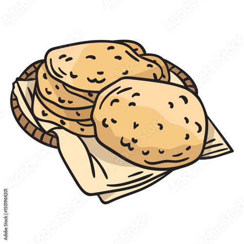 Pita bread israeli food illustration