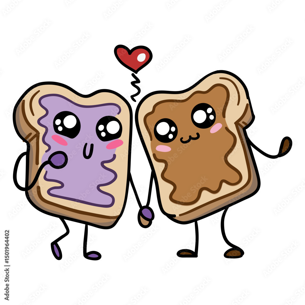 Fototapeta premium Peanut butter jam sandwich love