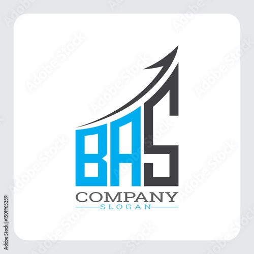 BAS Company Logo Design Growth vector, BAS Upward Arrow Business Success Logo vector, Corporate Branding BAS Logo Concept vector, BAS Modern Financial Growth Chart Logo vector,