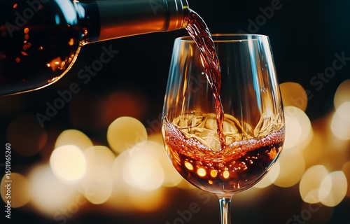Savoring a Glass of Red Wine Poured With Elegance in a Cozy Setting