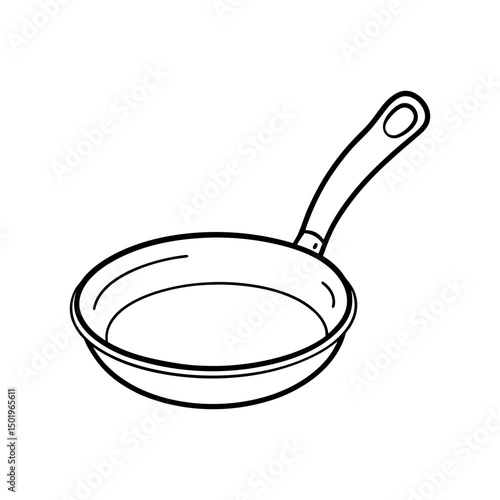 frying pan isolated on line art vector