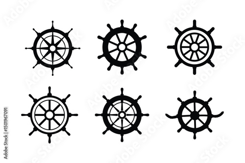 Cruise ship wheel helm silhouette illustration, Cruise ship wheel helm silhouette vector 