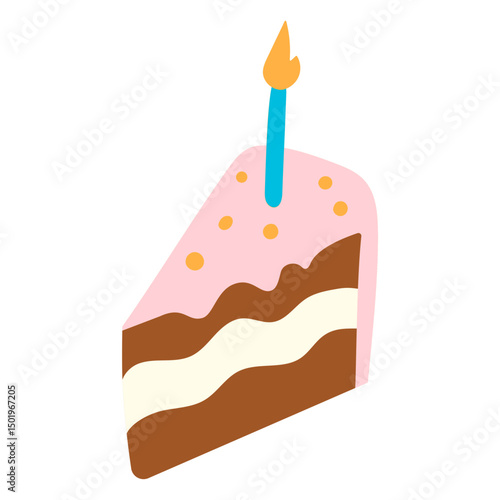 Birthday chocolate cake slice