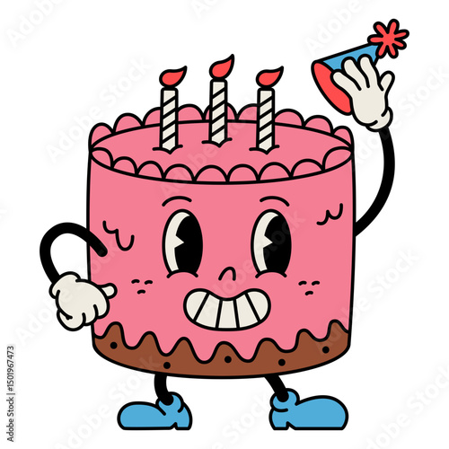 Cake retro cartoon birthday