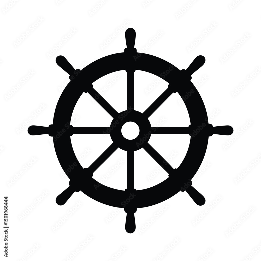 Obraz premium Cruise ship wheel helm silhouette illustration, Cruise ship wheel helm silhouette vector 