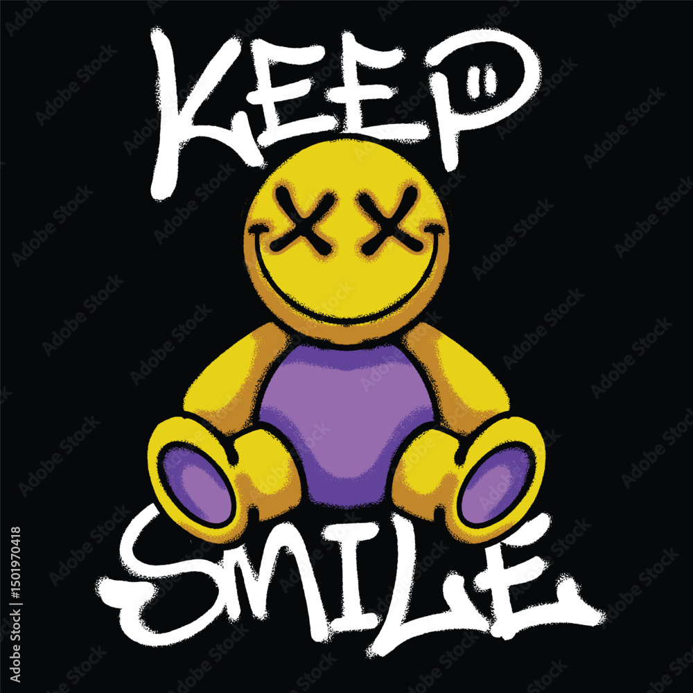 Fototapeta premium smile doll Urban Streetwear t shirt design