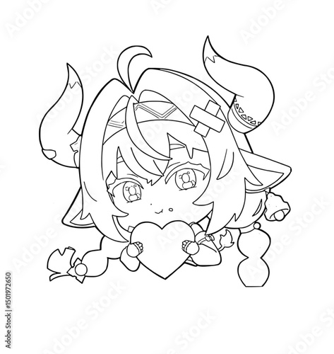 Drawn anime coloring pages illustration	
