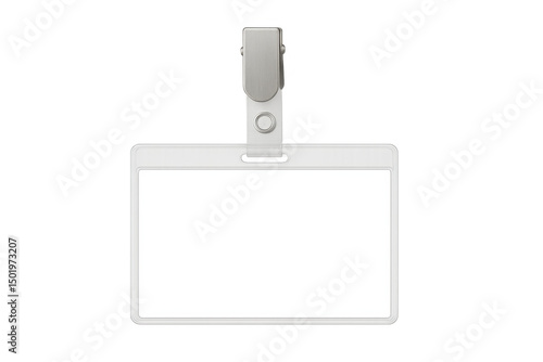 Blank metal-clipped id badge waiting for personalization, perfect for professional settings and event access