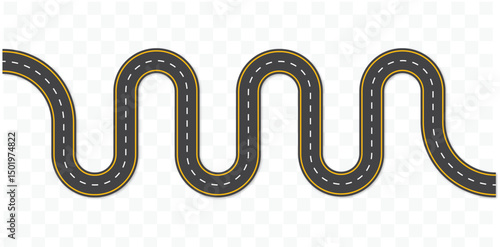 Curved winding road from top view, winding road isolated from background, illustration. vector eps 10