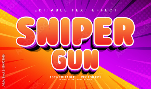  sniper gun vector text effect with modern style design