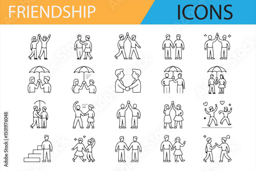 Collection of icons depicting emotional bonds and mutual understanding.