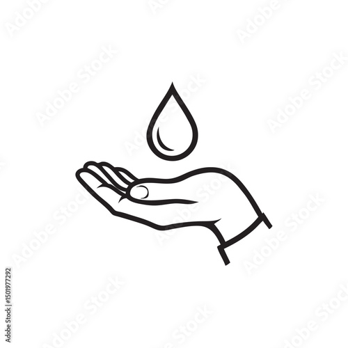hand holding up drop water vector