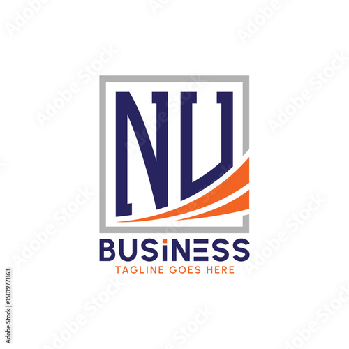 Letter NU Business Logo. Modern NU Logo for Corporate Branding. NU Growth Success Logo