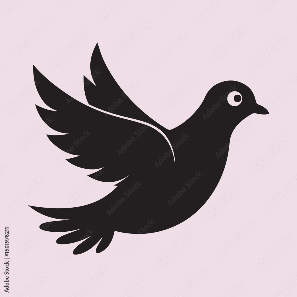 Fototapeta premium Black Flying Dove Silhouette