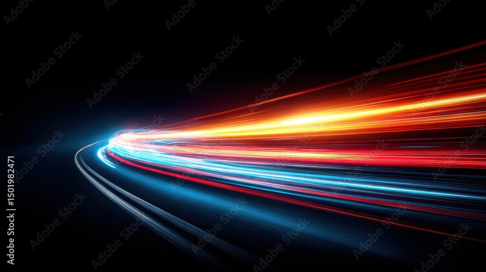 Innovative concepts and swift data transmission are embodied in an abstract blue setting with hazy light trails Innovative concepts and swift data transmission are embodied in an abstract blue setting with hazy light trails