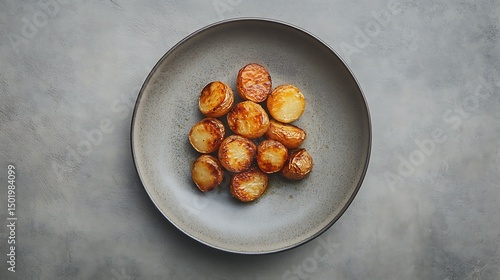 Fototapeta Naklejka Na Ścianę i Meble -  Roasted Potatoes on a Grey Plate