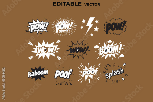 Collection of Comic Book Sound Effects Words and Symbols