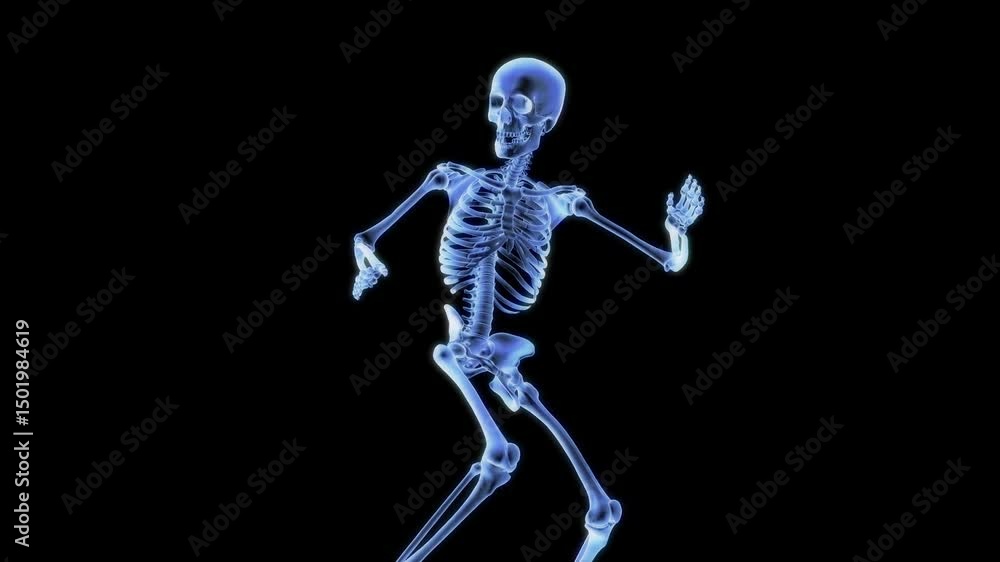 Looped animation of a dancing skeleton isolated on a black screen Looped animation of a dancing skeleton isolated on a black screen