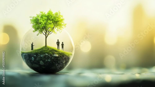 Miniature landscape in a glass sphere