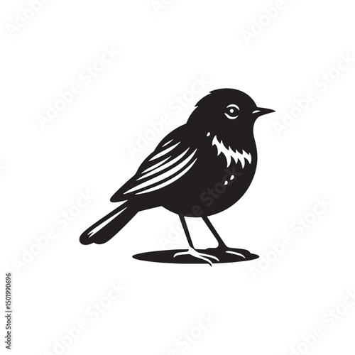 **"Classic American Robin Vector Silhouette: Beloved Songbird Design Featuring Upright Stance, Rounded Body, and Distinctive Beak in Clean, Minimalist Style for Crafts and Digital Art"**


