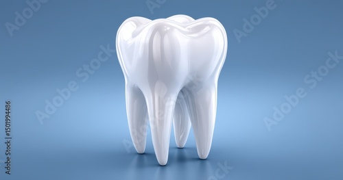 Close-up of a shiny 3D tooth model.