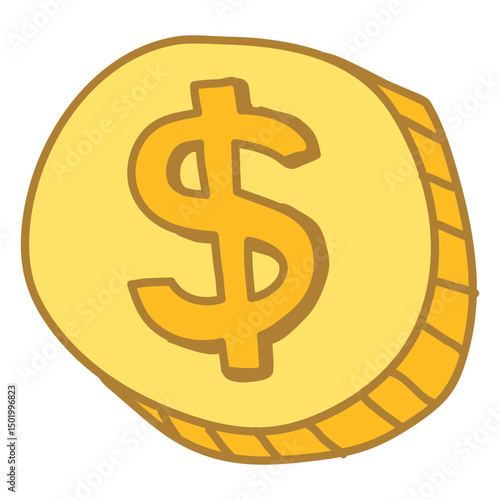 Coins doodle color dollar