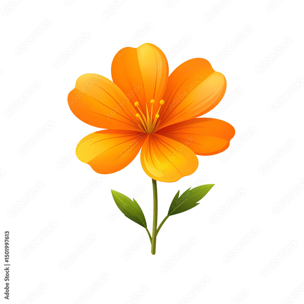 Obraz premium Untitled design - Minimalist Orange Wildflower with Soft Highlights, Isolated on White. And transparent the background.