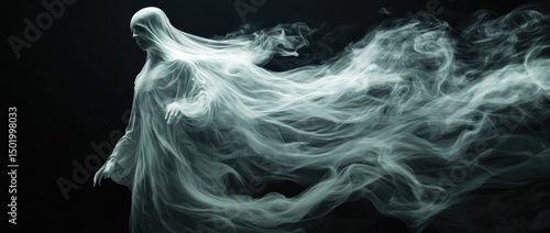 Ethereal Ghost in a Misty Veil: A Spectral Figure