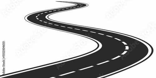Vector art of Winding road with dashed lines isolated on transparent background
