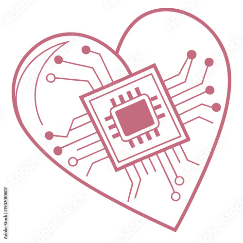 vector chip icon shaped like a heart health tech