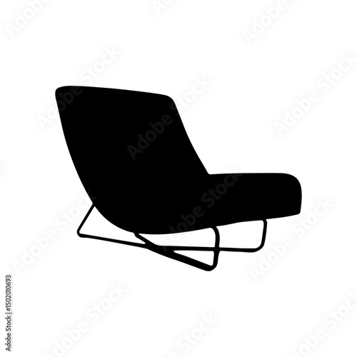 Modern lounge chair silhouette with minimalist design and curved backrest for stylish interiors
