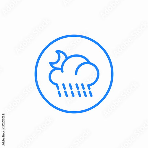 night moon weather cloud meteorology rainy forecast raindrops heavy rain icon sign vector