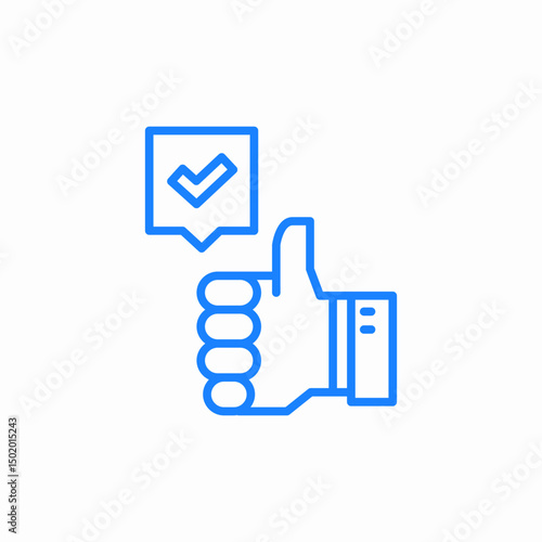 raised thumb with checkmark icon sign vector