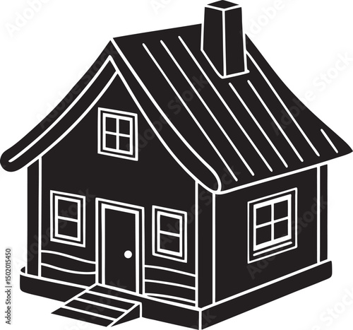 Silhouette of a house icon vector on a white background