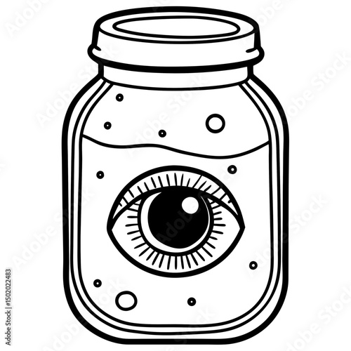 Eyeball in Jar – Simple Vector on White Background