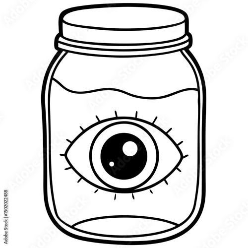 Eyeball in Jar – Simple Vector on White Background