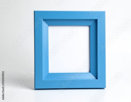 Blue Wooden Photo Frame on White Background