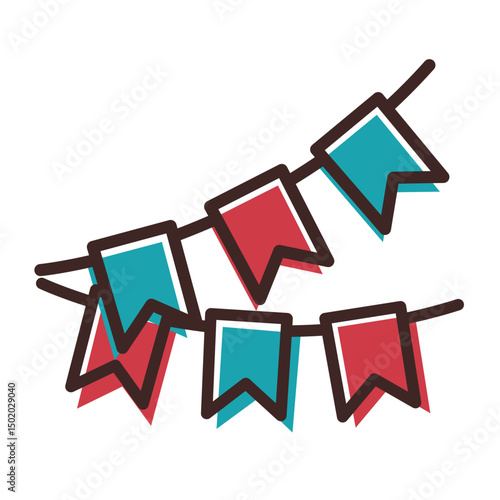 Colorful hanging flags set. Vector