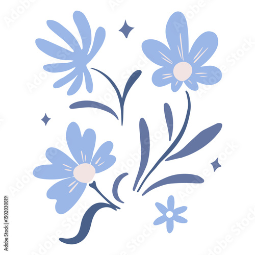 Decorative blue flowers 