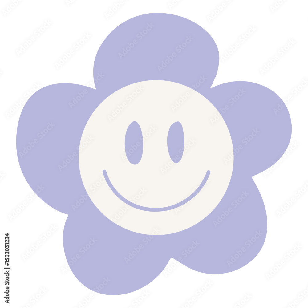 Purple flower with a smiley face on it