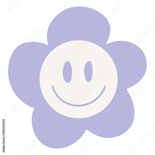Purple flower with a smiley face on it