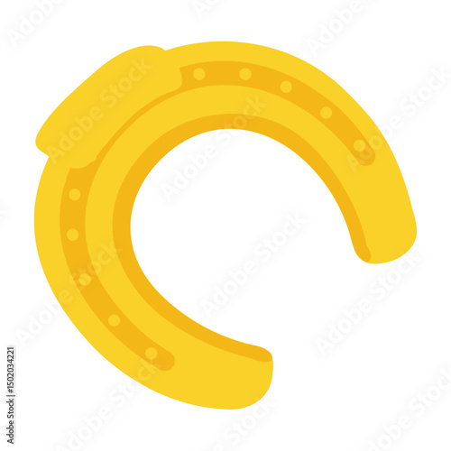 Golden horseshoe good luck icon. Vector