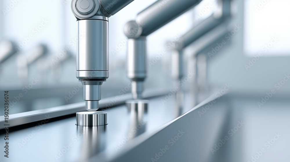 Robotic arms executing precise tasks on an assembly line within a factory, highlighting the role of automation and cutting edge manufacturing technology in modern industry Robotic arms executing precise tasks on an assembly line within a factory, highlighting the role of automation and cutting edge manufacturing technology in modern industry