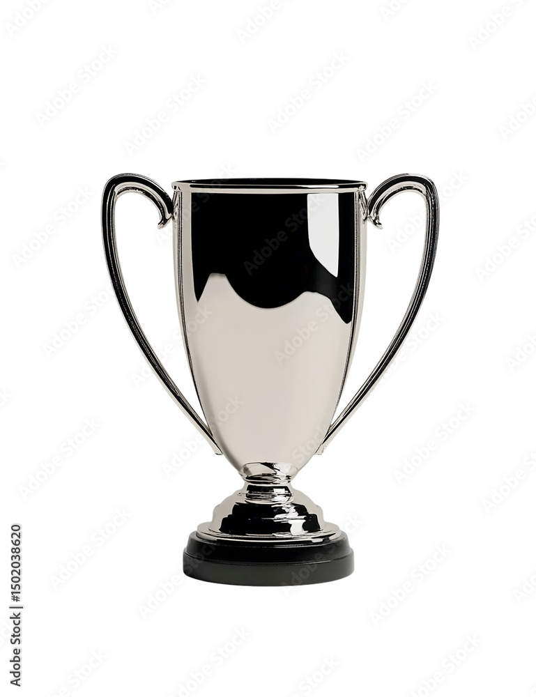 High-resolution silver trophy with two handles in cute vector style on a white background. Ideal for award or success designs. High-resolution silver trophy with two handles in cute vector style on a white background. Ideal for award or success designs.