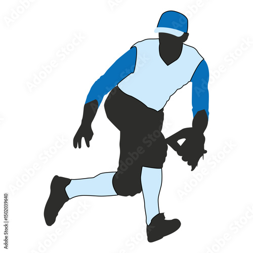Baseball fielder silhouette 2