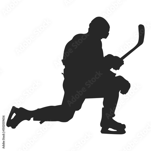 Knelt Ice Hokey Player Silhouette